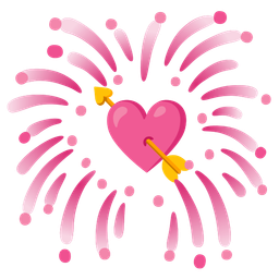 heart with arrow and fireworks