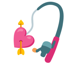 heart with arrow and fishing pole