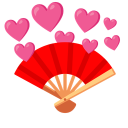 heart with arrow and folding hand fan