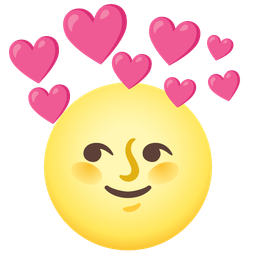 heart with arrow and full moon face