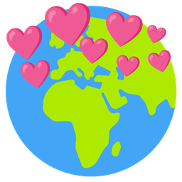 heart with arrow and globe showing Europe-Africa