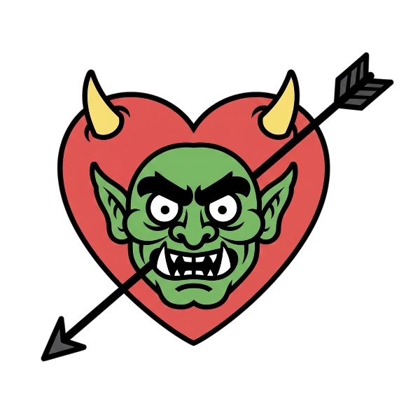 Heart with arrow and Goblin