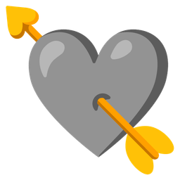 heart with arrow and grey heart