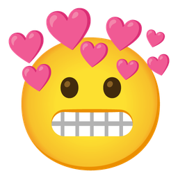 heart with arrow and grimacing face