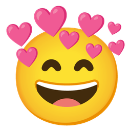 Heart with arrow and Grinning face with smiling eyes