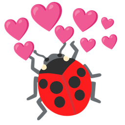 heart with arrow and lady beetle