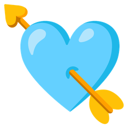 heart with arrow and light blue heart