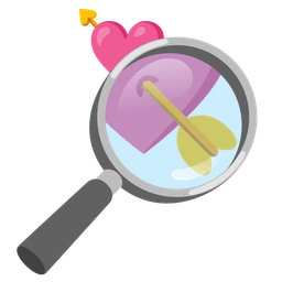 heart with arrow and magnifying glass tilted right