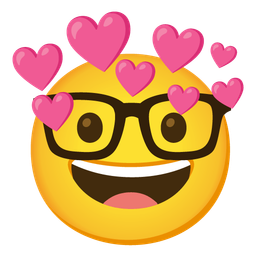 heart with arrow and nerd face
