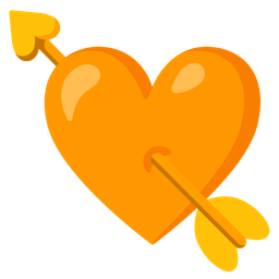 heart with arrow and orange heart