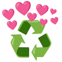 heart with arrow and recycling symbol