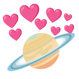 heart with arrow and ringed planet