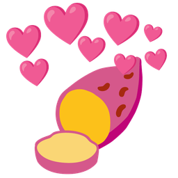 heart with arrow and roasted sweet potato