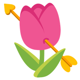heart with arrow and tulip