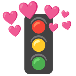 heart with arrow and vertical traffic light