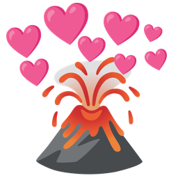 heart with arrow and volcano