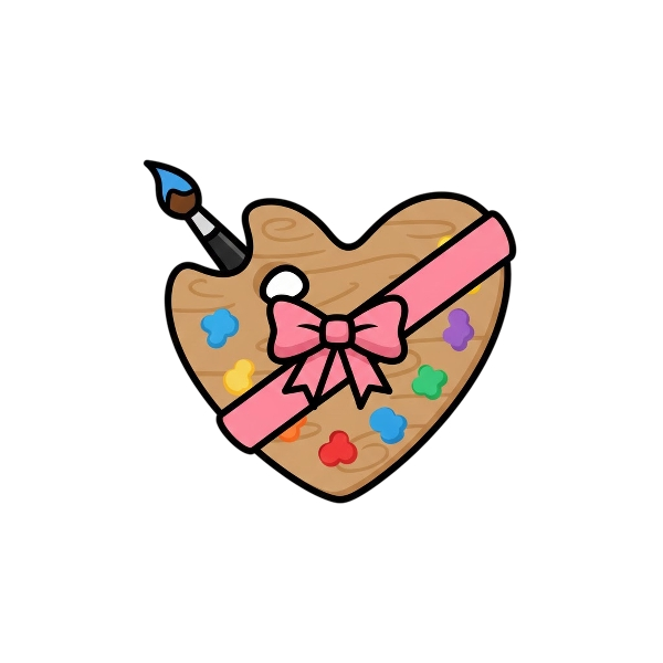 Heart with ribbon and Artist palette