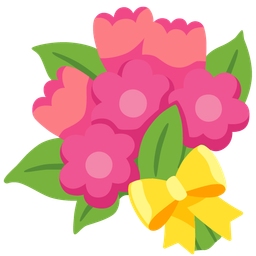 heart with ribbon and bouquet