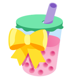 heart with ribbon and bubble tea