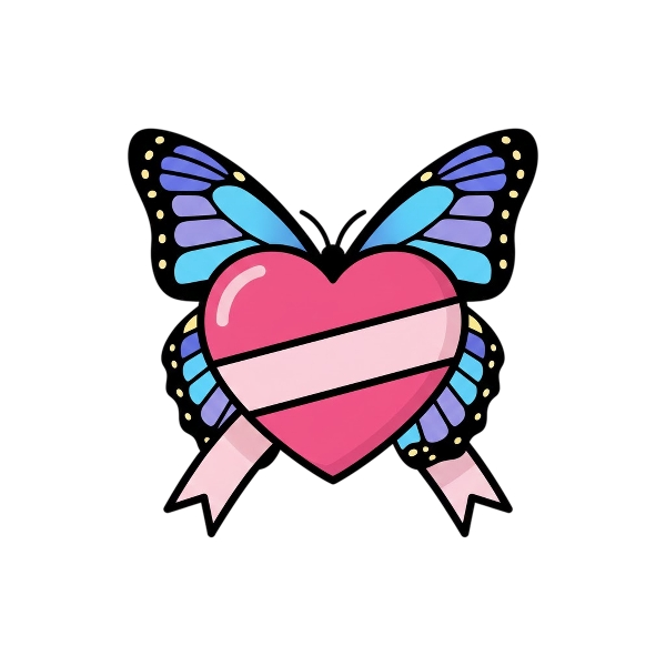 Heart with ribbon and Butterfly