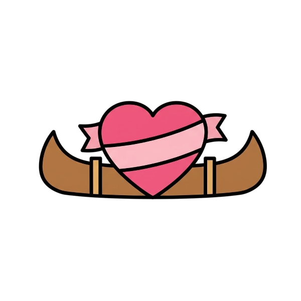 Heart with ribbon and Canoe