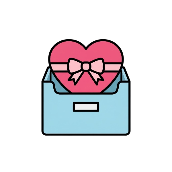 Heart with ribbon and Card file box