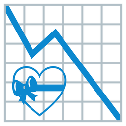 heart with ribbon and chart decreasing