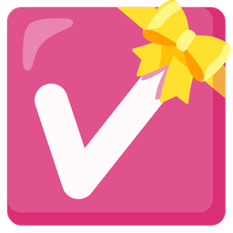 heart with ribbon and check mark button