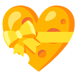 heart with ribbon and cheese wedge