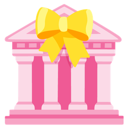 heart with ribbon and classical building