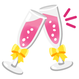 heart with ribbon and clinking glasses