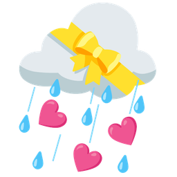 heart with ribbon and cloud with rain