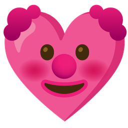 heart with ribbon and clown face