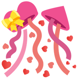 Heart with ribbon and Confetti ball