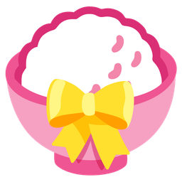 heart with ribbon and cooked rice