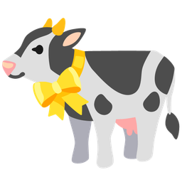 heart with ribbon and cow face