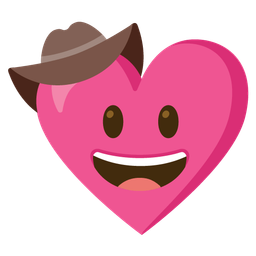 heart with ribbon and cowboy hat face