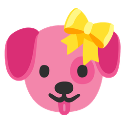 heart with ribbon and dog face