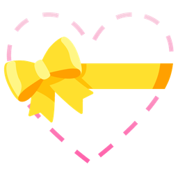 heart with ribbon and dotted line face