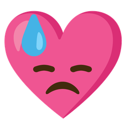 heart with ribbon and downcast face with sweat