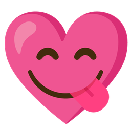 Heart with ribbon and Face savoring food