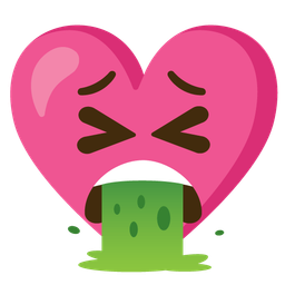 heart with ribbon and face vomiting
