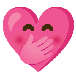 heart with ribbon and face with hand over mouth
