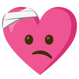 heart with ribbon and face with head-bandage