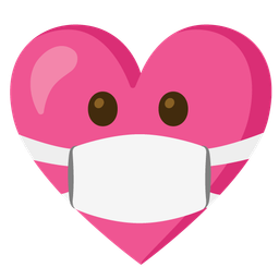 heart with ribbon and face with medical mask