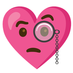 heart with ribbon and face with monocle