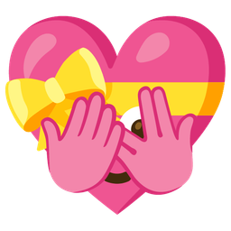 heart with ribbon and face with peeking eye