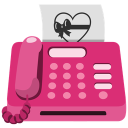 heart with ribbon and fax machine
