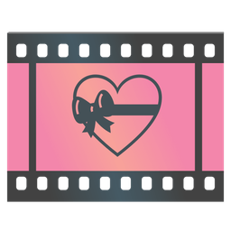 heart with ribbon and film frames