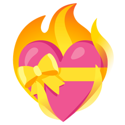 heart with ribbon and fire